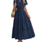 ⏰Summer Hot Sale 70% OFF🎉Women's Lightweight Short Sleeve V Neck Elastic Waist Dress