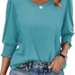 ⏰Limited Time Sale-50% OFF🏖️Women Dressy Casual 3/4 Length Sleeve Blouses with Smocked Cuffs