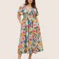 💃Summer Hot Sale 70% OFF🌈Floral Smocked Square Neck Midi Dress with Pockets