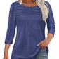 🔥Last Day 60% OFF🔥 2025 Women's 3/4 Length Sleeve Top Pleated Front T-Shirt