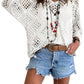 💐Spring Day Sale - Only £14.99!!⚡50K+ SOLD!✨Womens Bohemian-Inspired Beige Crochet Top with V-Neck