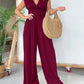 🔥V-Neckline Wide Leg Jumpsuit with Adjustable Back Tie