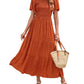 ⏰Summer Hot Sale 70% OFF👗Women's Casual Floral Print Short Flutter Sleeve Smocked High Waist Flowy Maxi Dress