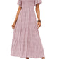 ⏰Summer Hot Sale 70% OFF👗Women's Casual Floral Print Short Flutter Sleeve Smocked High Waist Flowy Maxi Dress