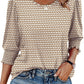 ⏰Limited Time Sale-50% OFF🏖️Women Dressy Casual 3/4 Length Sleeve Blouses with Smocked Cuffs
