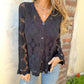 🌸 Hot Sale 50%OFF🌸Cutout Embroidered V-Neck Button Long Sleeve Top，Best gifts