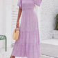 ⏰Summer Hot Sale 70% OFF👗Women's Casual Floral Print Short Flutter Sleeve Smocked High Waist Flowy Maxi Dress