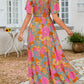 ⏰Summer Hot Sale 70% OFF👗Women's Casual Floral Print Short Flutter Sleeve Smocked High Waist Flowy Maxi Dress