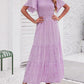 ⏰Summer Hot Sale 70% OFF👗Women's Casual Floral Print Short Flutter Sleeve Smocked High Waist Flowy Maxi Dress