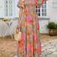 ⏰Summer Hot Sale 70% OFF👗Women's Casual Floral Print Short Flutter Sleeve Smocked High Waist Flowy Maxi Dress