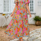 ⏰Summer Hot Sale 70% OFF👗Women's Casual Floral Print Short Flutter Sleeve Smocked High Waist Flowy Maxi Dress