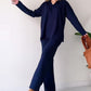 🍂Limited-Time 50% OFF🍂V-Neck Casual Slit Knitted Two-Piece Set