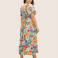 💃Summer Hot Sale 70% OFF🌈Floral Smocked Square Neck Midi Dress with Pockets