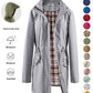 🥰50% OFF🧥Women's Solid-Color Hooded Windbreaker Jacket🍃Drawstring Waist, Zip & Button Closure, Waterproof Long-Sleeve Casual Outerwear Coat for Spring & Fall