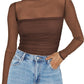 💃Last Day Sale 70% OFF🔥Women's Sparkle Mesh Sheer Long Sleeve Ruched Top