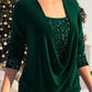 🎁Big sale 49% OFF 🎁Sequin Loose Smocked Fake Two-Piece Top