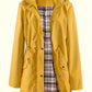 🥰50% OFF🧥Women's Solid-Color Hooded Windbreaker Jacket🍃Drawstring Waist, Zip & Button Closure, Waterproof Long-Sleeve Casual Outerwear Coat for Spring & Fall