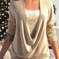 🎁Big sale 49% OFF 🎁Sequin Loose Smocked Fake Two-Piece Top