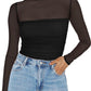 💃Last Day Sale 70% OFF🔥Women's Sparkle Mesh Sheer Long Sleeve Ruched Top
