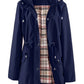 🥰50% OFF🧥Women's Solid-Color Hooded Windbreaker Jacket🍃Drawstring Waist, Zip & Button Closure, Waterproof Long-Sleeve Casual Outerwear Coat for Spring & Fall