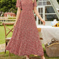 ⏰Summer Hot Sale 70% OFF👗Women's Casual Floral Print Short Flutter Sleeve Smocked High Waist Flowy Maxi Dress