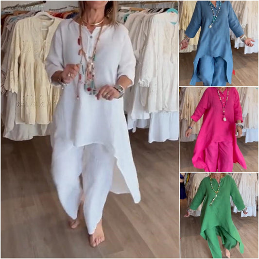 💕 Hot Sale💕 Women's Solid Color Linen Casual Suit