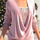 🎁Big sale 49% OFF 🎁Sequin Loose Smocked Fake Two-Piece Top