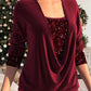 🎁Big sale 49% OFF 🎁Sequin Loose Smocked Fake Two-Piece Top