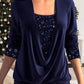 🎁Big sale 49% OFF 🎁Sequin Loose Smocked Fake Two-Piece Top