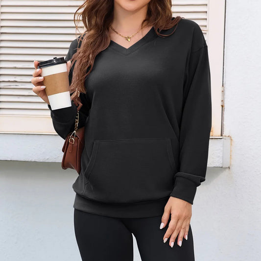 💖70% OFF✨🍂Women's Hoodless V-neck Sweatshirt With Kangaroo Pocket