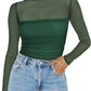 💃Last Day Sale 70% OFF🔥Women's Sparkle Mesh Sheer Long Sleeve Ruched Top