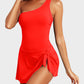 💥Limited Sale 60% OFF🔥One Shoulder Skirted One Piece Swimsuit