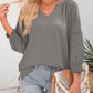 💥Last Day Special Sale 70% OFF👚Womens 3/4 Lantern Sleeve Casual V-Neck T-Shirts Pleated Loose Hollow-Out Blouse