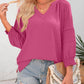 💥Last Day Special Sale 70% OFF👚Womens 3/4 Lantern Sleeve Casual V-Neck T-Shirts Pleated Loose Hollow-Out Blouse