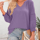 💥Last Day Special Sale 70% OFF👚Womens 3/4 Lantern Sleeve Casual V-Neck T-Shirts Pleated Loose Hollow-Out Blouse