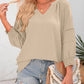 💥Last Day Special Sale 70% OFF👚Womens 3/4 Lantern Sleeve Casual V-Neck T-Shirts Pleated Loose Hollow-Out Blouse