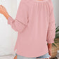 💥Last Day Special Sale 70% OFF👚Womens 3/4 Lantern Sleeve Casual V-Neck T-Shirts Pleated Loose Hollow-Out Blouse