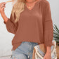 💥Last Day Special Sale 70% OFF👚Womens 3/4 Lantern Sleeve Casual V-Neck T-Shirts Pleated Loose Hollow-Out Blouse