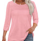 🔥Last Day 60% OFF🔥 2025 Women's 3/4 Length Sleeve Top Pleated Front T-Shirt