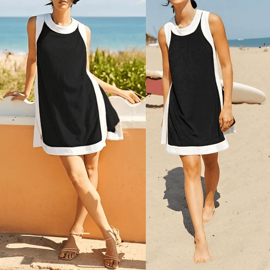 ⏰Hot Sale 50% OFF🔥Women's Casual Color Block Sleeveless Tops Matching Shorts with Pockets