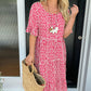 ☄️Summer Sale 50% OFF🎉Round Neck Polka Dot Print Midi Dress