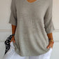 💖LAST DAY SALE 50% OFF🥰Solid Color Knitted V-neck Top