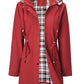 🥰50% OFF🧥Women's Solid-Color Hooded Windbreaker Jacket🍃Drawstring Waist, Zip & Button Closure, Waterproof Long-Sleeve Casual Outerwear Coat for Spring & Fall