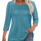 🔥Last Day 60% OFF🔥 2025 Women's 3/4 Length Sleeve Top Pleated Front T-Shirt