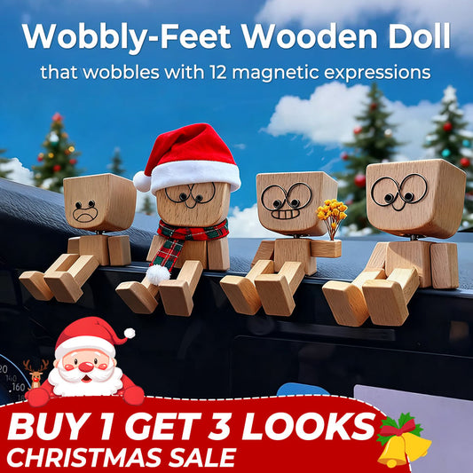 🎅🏻Christmas Sale 60% OFF🔥Charming Little Swaying Wooden Figure & 12PCS Magnetic Expressions