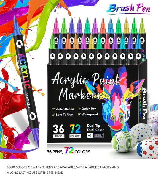 🎨Last Day-70% OFF💖Dual Tip Acrylic Paint Pen Marker - 24/48/72 Colors