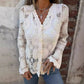 🌸 Hot Sale 50%OFF🌸Cutout Embroidered V-Neck Button Long Sleeve Top，Best gifts