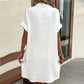 🔥Summer New🔥Women's Buttoned Short Sleeve Pocket Casual Shirt Dress