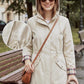 🥰50% OFF🧥Women's Solid-Color Hooded Windbreaker Jacket🍃Drawstring Waist, Zip & Button Closure, Waterproof Long-Sleeve Casual Outerwear Coat for Spring & Fall