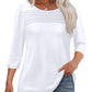 🔥Last Day 60% OFF🔥 2025 Women's 3/4 Length Sleeve Top Pleated Front T-Shirt